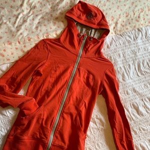Lululemon bright coral orange red long hoodie